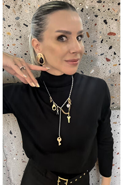 Xui Trend Marka (Zra)Model Anahtar Charmlı Kolye/Çift Renkli Charm Kolye
