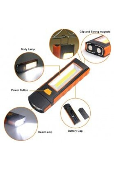 Bibilel Работен фенер с магнит, захранване 4xR3, COB LED 3W,