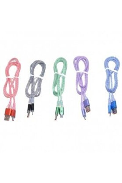 Bibilel USB Αρσενικό - Micro USB Υφασμάτινο Καλώδιο με LED D8-32M