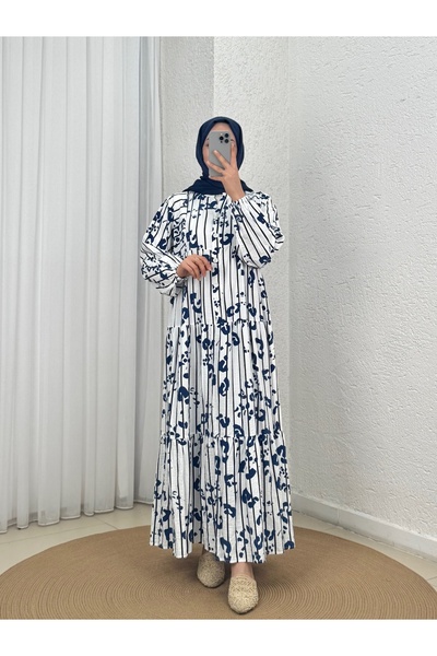 BENAHOLL Φόρεμα με Μινιμαλιστικό Σχέδιο Papatya-MF1755.5 Ναυτικό Μπλε