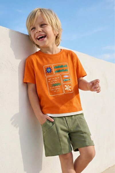 blumi kids طقم تي شيرت وشورت للأولاد مطبوع
