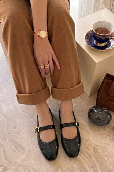 Nubbock Μαύρες καθημερινές μπαλαρίνες με σχέδια NK3174