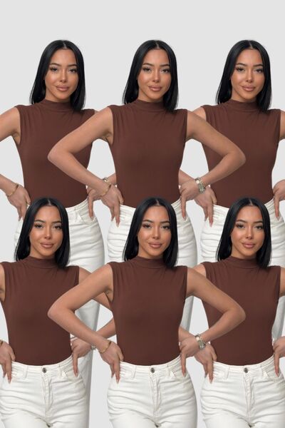Lunamiratto Women's Bitter Brown 6-Piece Zero Sleeve Bodysuit Sleeveless Body...
