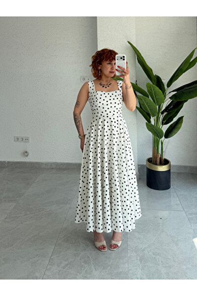 Bak'ap Φόρεμα μάξι με πουά σχέδιο, που τονίζει τη μέση και διαθέτει ζώνη στην...