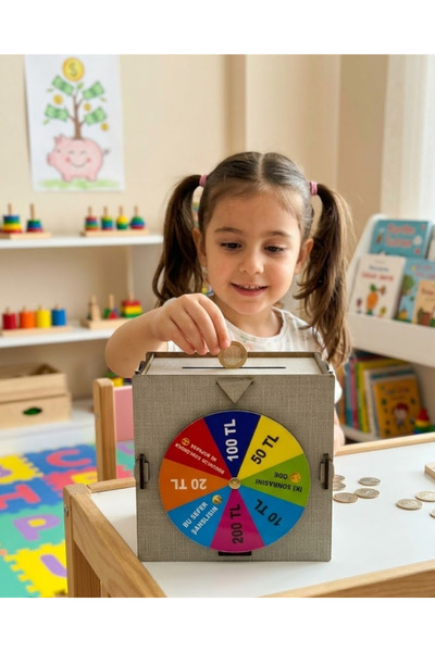 NY JOY Decorative Fortune Wheel Piggy Bank Money Saving Game