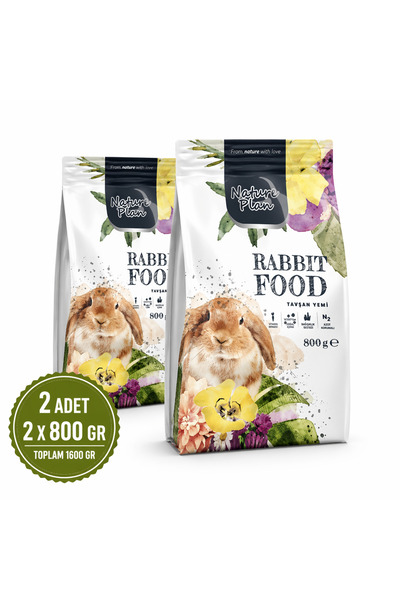 Nature Plan Tavşan Yemi Rabbit Food 800 Gr x 2 Adet Tavşan Maması