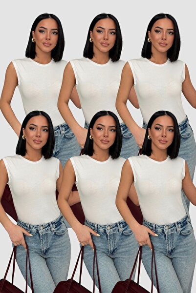 Lunamiratto Γυναικείο λευκό κορμάκι 6 τεμαχίων χωρίς μανίκια, αμάνικο κορμάκι...