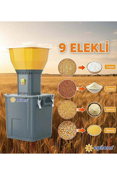Epilons 55L 1300 w Profesyonel Tahıl Yem Öğütücü – 9 Paslanmaz Elek Hediyeli