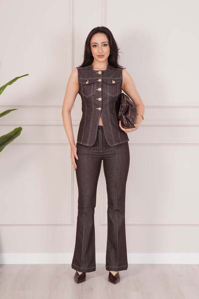 Hipo Trend Σετ δύο τεμαχίων με γιλέκο και παντελόνι με λεπτομέρεια ραφής σε α...