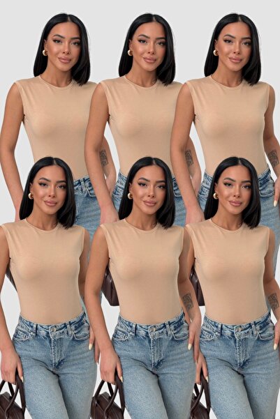 Lunamiratto Γυναικείο μπεζ κορμάκι 6 τεμαχίων χωρίς μανίκια για ποδηλασία, αμ...