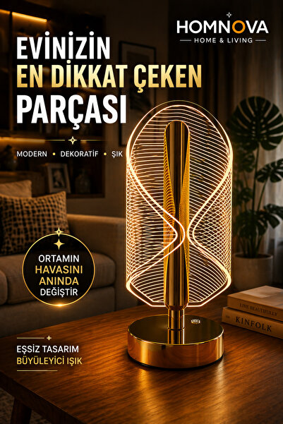 Homnova Şarjlı LED Masa Lambası 3 Işık Modlu Dekoratif Ortam Aydınlatma