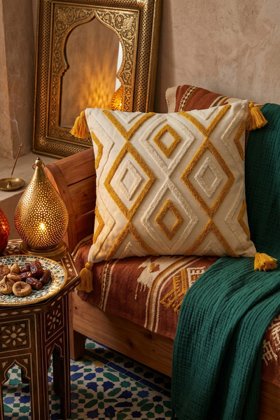 Destiva Home Πολύχρωμο Ethnic Punch Κεντημένο Διακοσμητικό Κάλυμμα Μαξιλαριού...