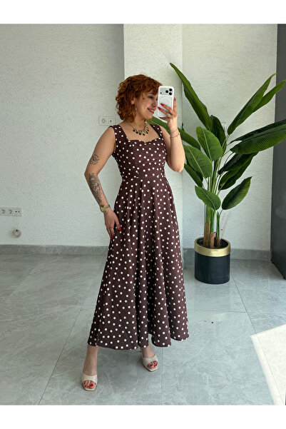 Bak'ap Φόρεμα μάξι με πουά σχέδιο, που τονίζει τη μέση και διαθέτει ζώνη στην...