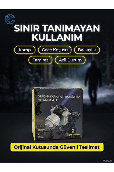 Bandajlı Zoomlu Fonksiyonlu Profesyonel Led Usb'li Şarjlı Kafa Lambası