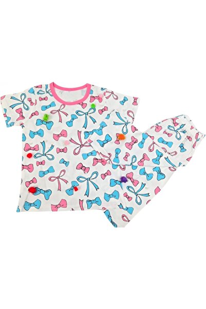 pinkish fashion Ribbon Print Shirt & Pant Set for Girls – Soft Cotton Dress S...