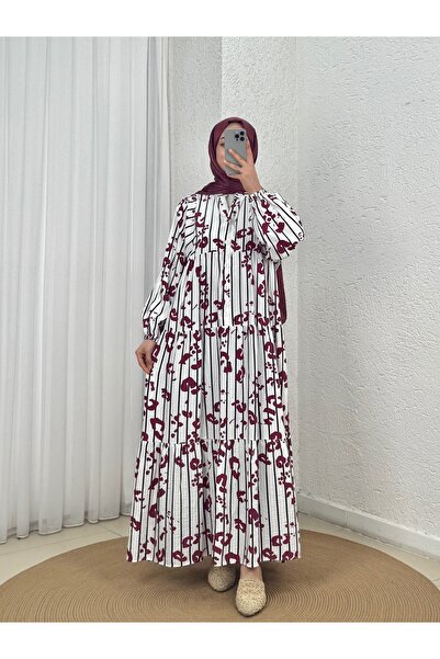 BENAHOLL Φόρεμα με Μινιμαλιστικό Σχέδιο Papatya-MF1755.5 Βουργουνδί