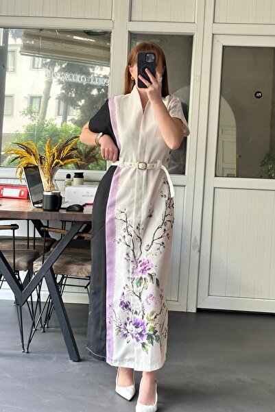 Pulli Collection Λινό φόρεμα μάξι με σχέδια