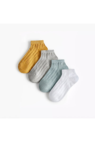 Juniors Textured Ankle Length Socks - Set of 4