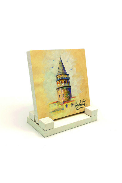 Sadrazam Πέτρινη βάση γραφείου με εκτύπωση Πύργου Γαλατά 10x10 KRT-21