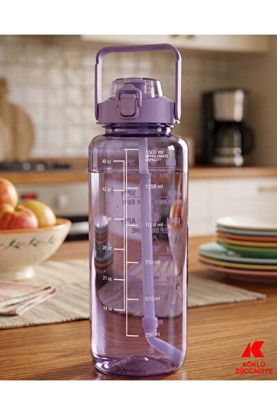 Köklü Züccaciye 1500 ml Pipetli Motivasyonel Su Matarası