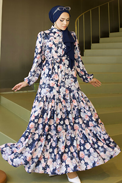 benguen Φόρεμα Τζέσικα με σχέδια, Τεσεττούρ, B591 Ναυτικό Μπλε