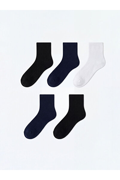 LC Waikiki Nevavm Ribbed Men's Bootie Socks, 5-Pack
