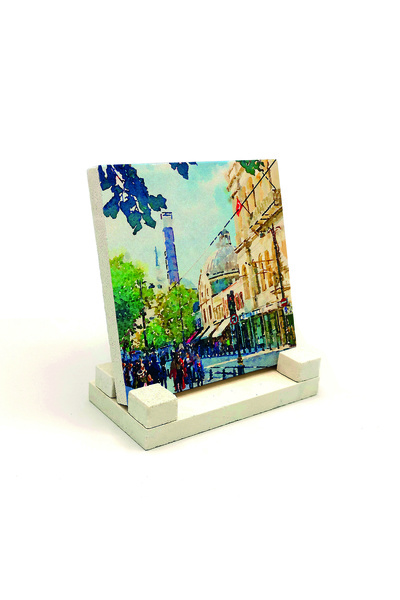 Sadrazam Πέτρινη Βάση Γραφείου με Σχέδιο Κυκλόφωρου Πέτρας 10x10 KRT-52