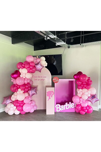 eğlencemarketi Pastel Fuşya Makaron Pembe ve Beyaz Balon Zinciri 100 Adet