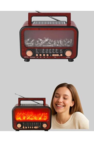 Empressco Solar Şarjlı Şömine Işıklı Bluetooth Hoparlör – Radyo, USB, TF Kart...
