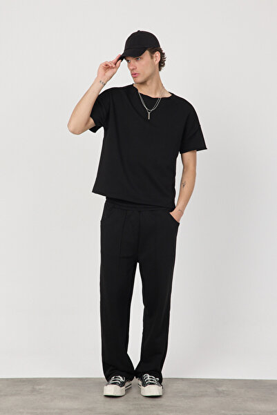 gothamvibes Erkek Blank Boxy Siyah T-Shirt