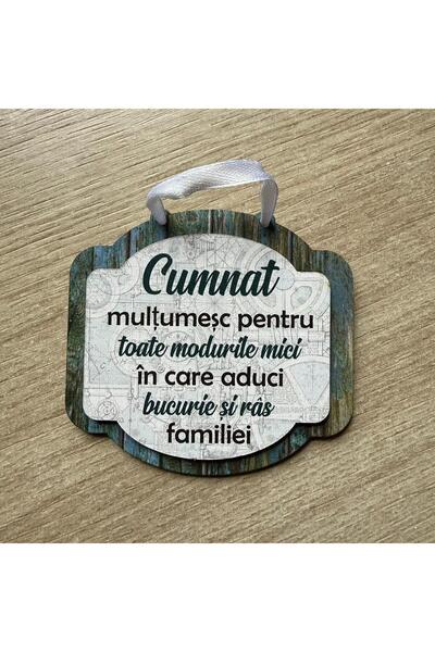 LimArt Personalized wooden magnet, thank you message, blue-green, 82x89mm