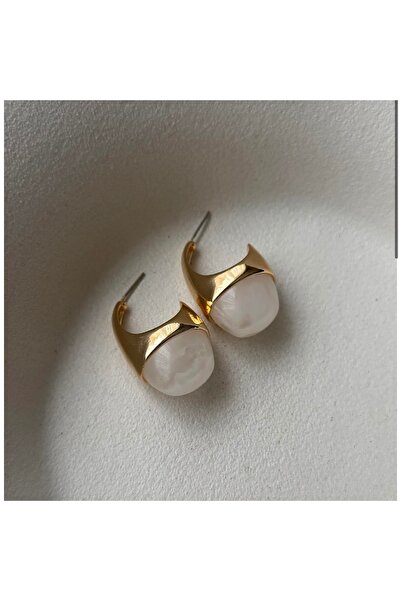 MAREM White Gold Color Detailed Swinging Earrings
