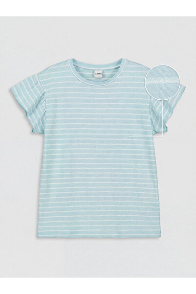 LC Waikiki Vizyon New Season Crew Neck Striped Girls' T-Shirt