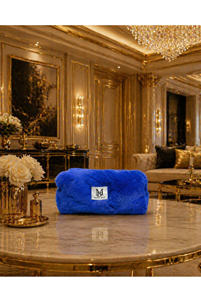 MAKE BAG YENİ İTHAL YUMUŞAK SAKS RENGİ MAKYAJ ÇANTASI