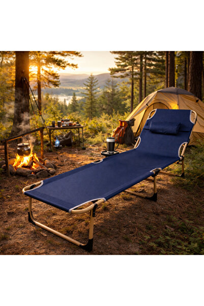 varioshop ®   Πτυσσόμενο κρεβάτι κάμπινγκ, ατσάλινος σκελετός, ρύθμιση πλάτης...