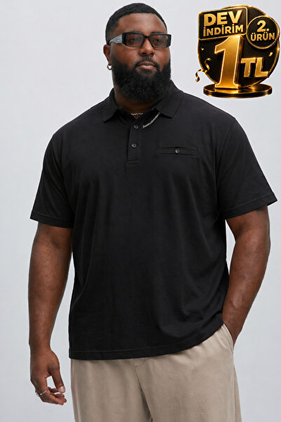 Maccali Ανδρικό καλοκαιρινό βαμβακερό μαύρο μπλουζάκι με λαιμόκοψη πόλο σε με...