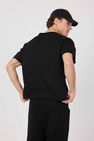 gothamvibes Erkek Blank Boxy Siyah T-Shirt