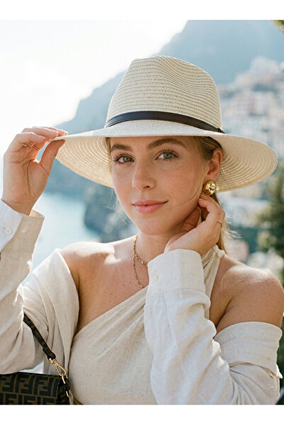 LAGRANZE Γυναικείο Καλοκαιρινό Ψάθινο Καπέλο με Φαρδύ Γείσο Μίνιμαλ Σχεδιασμός