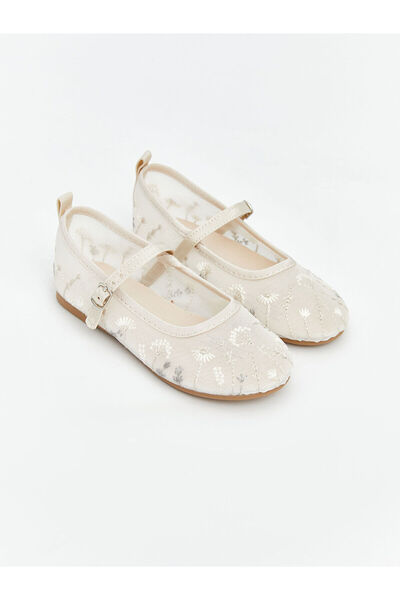 LC Waikiki Lcw Steps Ecru Girls' Ballet Flats with Nevavm Difference