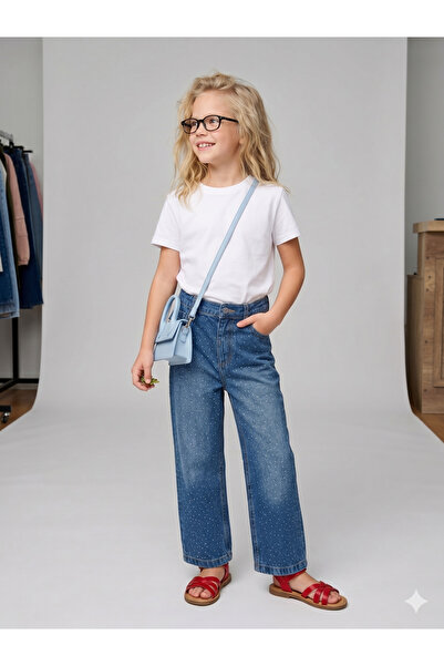 Ruki Çocuk Kız Çocuk Taşlı Denim Pantolon