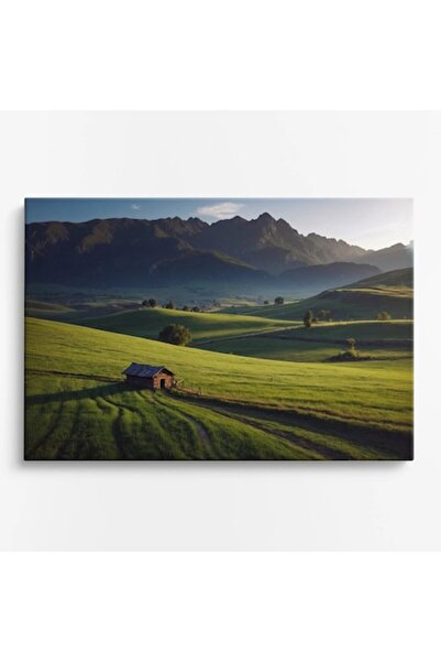 OEM Tablou pe pânză premium WOWCanvas, Peisaj idilic cu pajiște, 60 x 40 cm