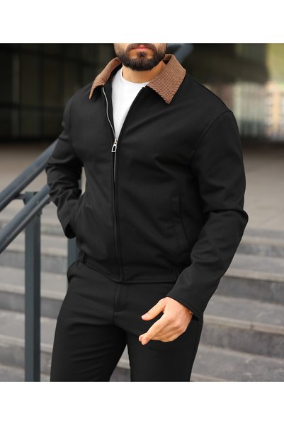 BASEL.CO Unisex Relax Velvet Collar Detailed Basic Fabric Jacket