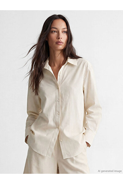 LC Waikiki Ecru Striped Women's Shirt