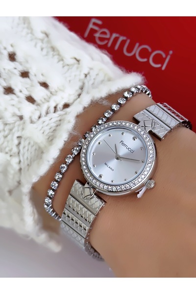 Ferrucci Steel Strap 2 Year Warranty 3 Atm Waterproof Women's Wristwatch + Br...