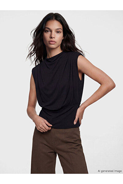 LC Waikiki Vizyon New Season Mock Neck Ruched Blouse