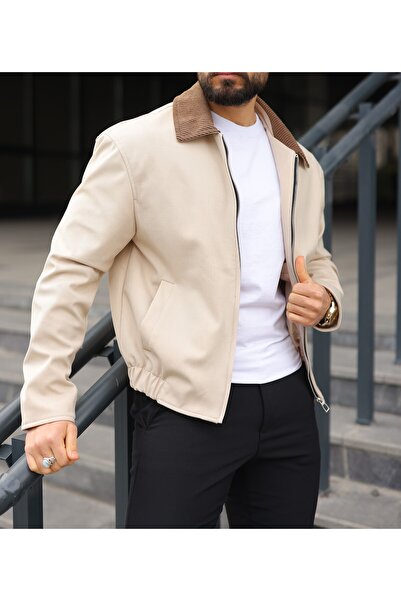 BASEL.CO Unisex Relax Βελούδινο Μπουφάν με Λεπτομέρεια στο Γιακά από Βασικό Ύ...