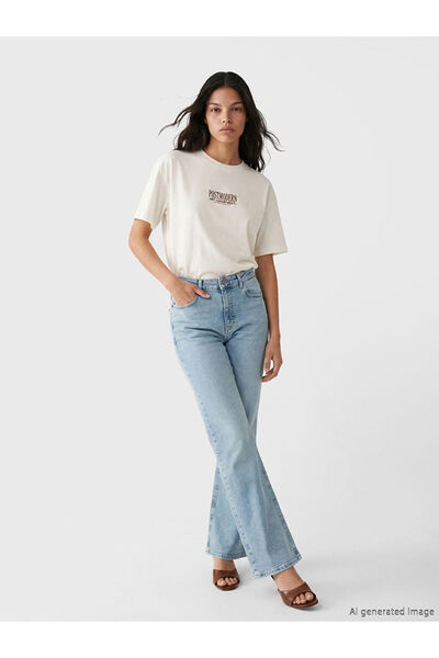 LC Waikiki Indigo high waist flare women's jean pants