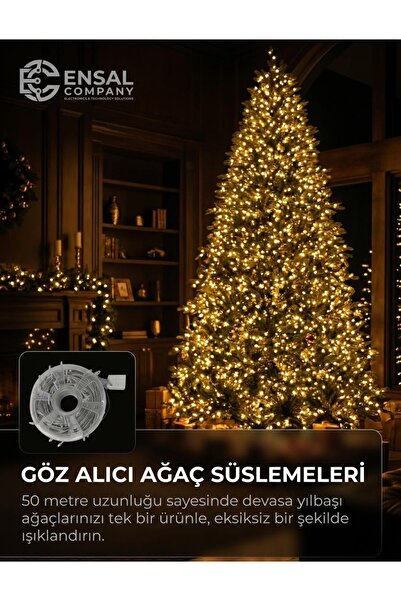50 Metre LED Gün Işığı Şeffaf Kablolu Dekoratif Işık – Fonksiyonlu