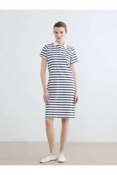 LC Waikiki I Devrik Roba Collar Striped Pique Mini Dress from Freezen Store
