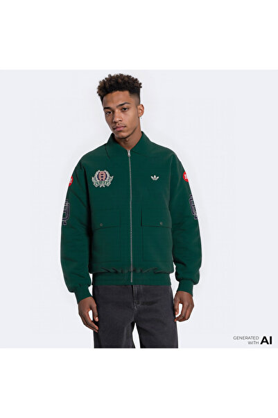 adidas Vrct Jkt Erkek Yün Karışımlı Yeşil Ceket